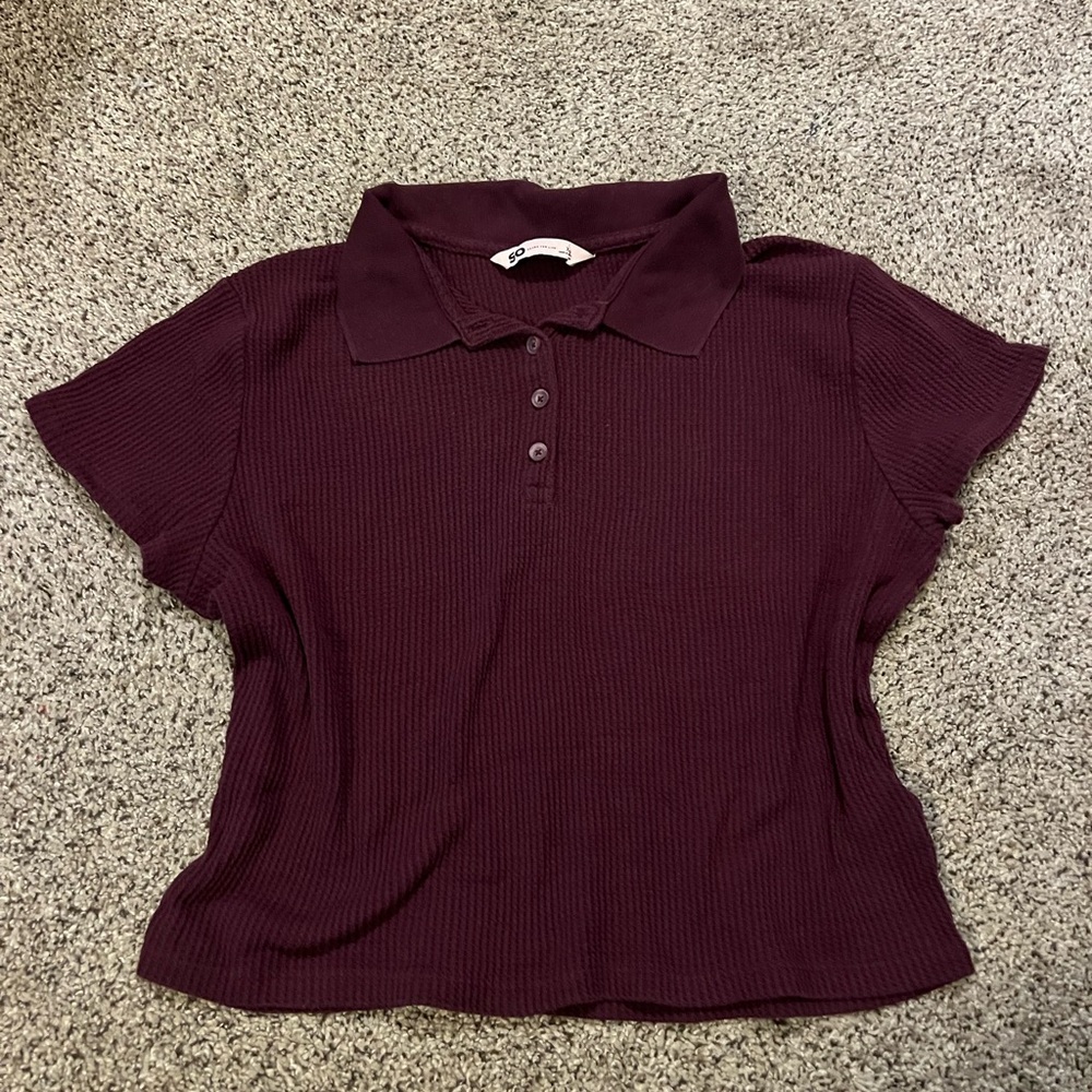 SO Burgundy Cropped Polo Shirt